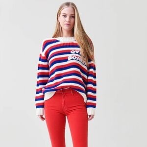 Mother the biggie jumper overboard striped sweater Medium NWT
